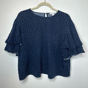 Popsugar Women’s Blue Polka Dot Short Sleeve Blouse Size XXL